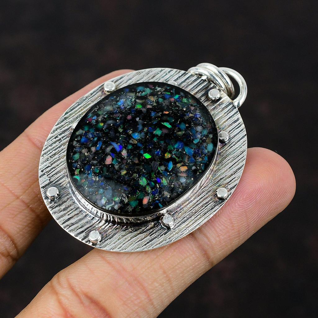 Черный Эфиопский Опал Кулон Стерлингового Серебра 925 Кулон Ювелирные Изделия Из Натурального Драгоценного Камня Дизайнерский Кулон Ручной Работы Подарок Для Женщин Совершенно Новые Ювелирные Изделия