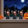 3Pcs Halloween Witch Figurine Holding Skull Pumpkin Cartoon Witch Resin Statue Sculpture Home Office Holiday Party Decoration Ornament