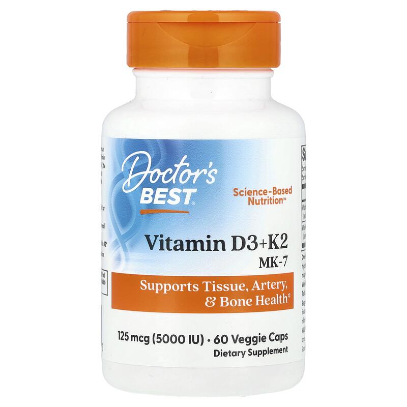 Vitamin D3 + K2, MK-7, 60 Veggie Caps
