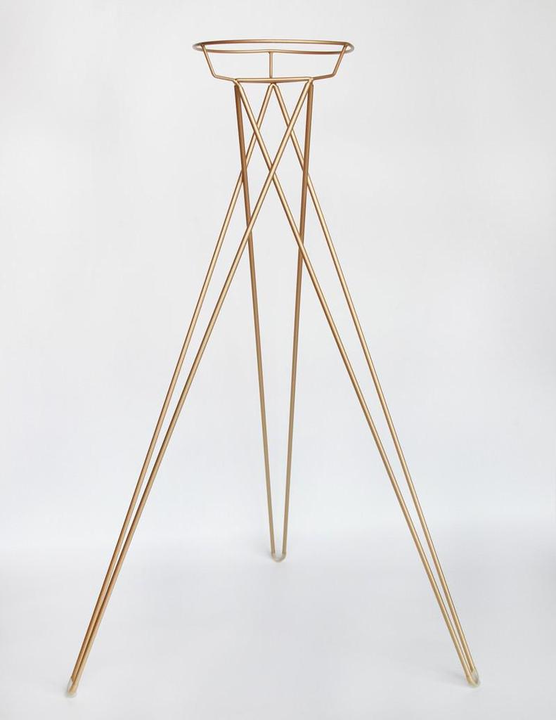 Gold Metal Flower Stand - Tripod Design for Flower Shops