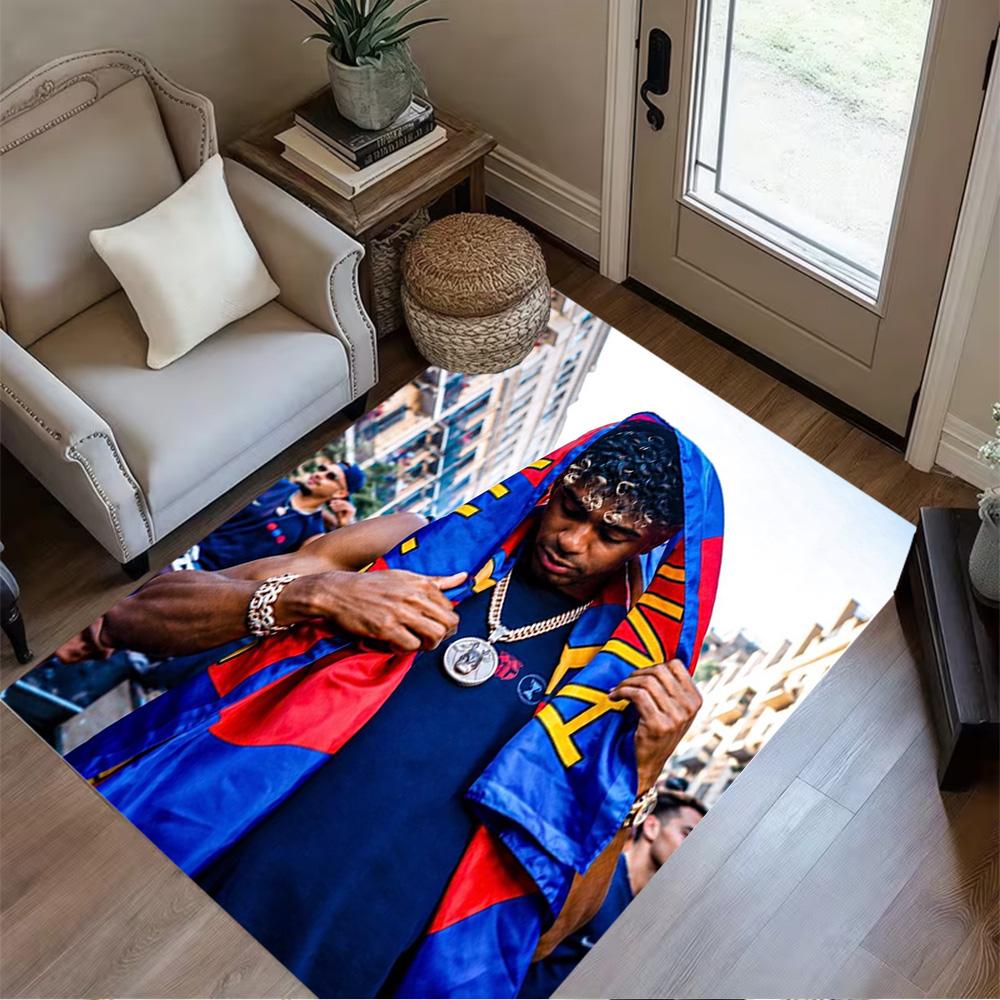 Lamine Yamal's Barcelona Player Action Floor Mat Design for Balcony Dormitory Game Room Foyer Anti-slip Rug Anime Office Decor Spiritual Gift