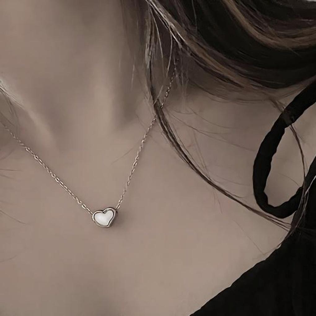 Женское колье-сердце из хирургической стали, черное, серебристое, шикарное