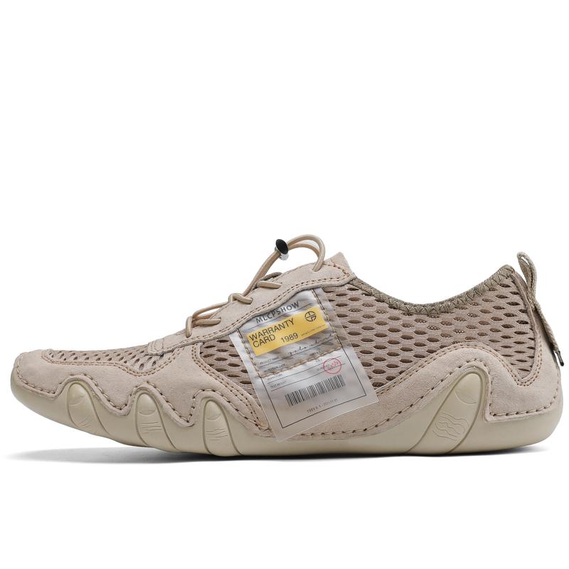 Мужская повседневная обувь Кожаные леггинсы с дышащей сеткой для вождения автомобиля Мужская спортивная кожаная обувь