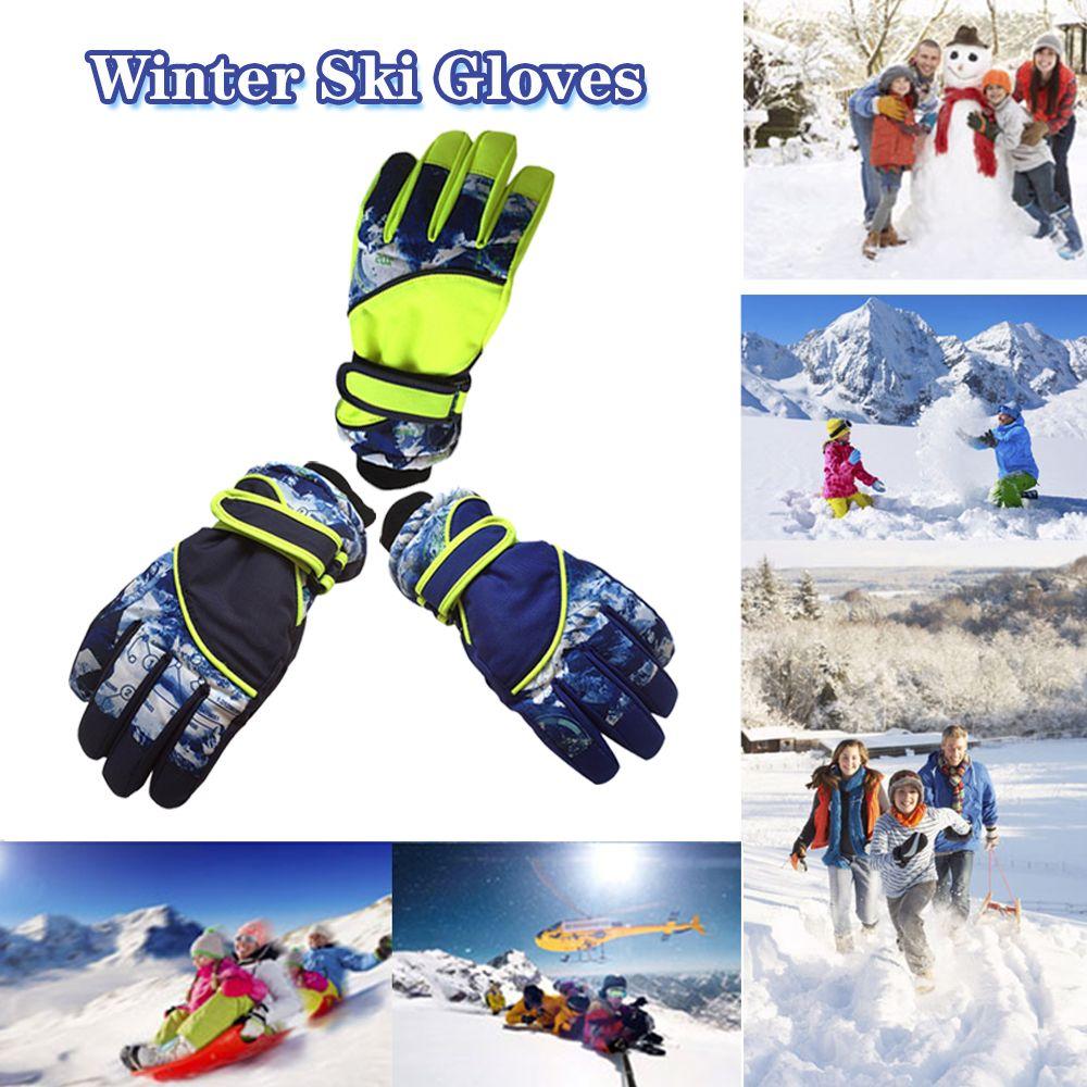 Children Cartoon Full Finger Windproof Ski Mittens Skiing Gloves Snowboarding Skiing Accessories