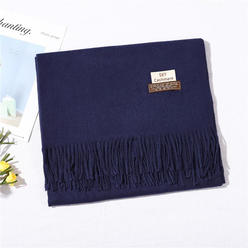 2024 Осень и зима Имитация кашемира Шарф Однотонный Модный Универсальный Теплый Шаль Шарф с Кисточками