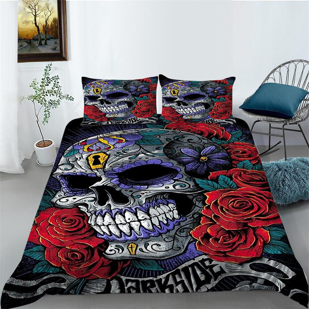 3D Skull Duvet Cover Bedroom Decor Youth Bedclothes Fashion Bedding Cover Suit