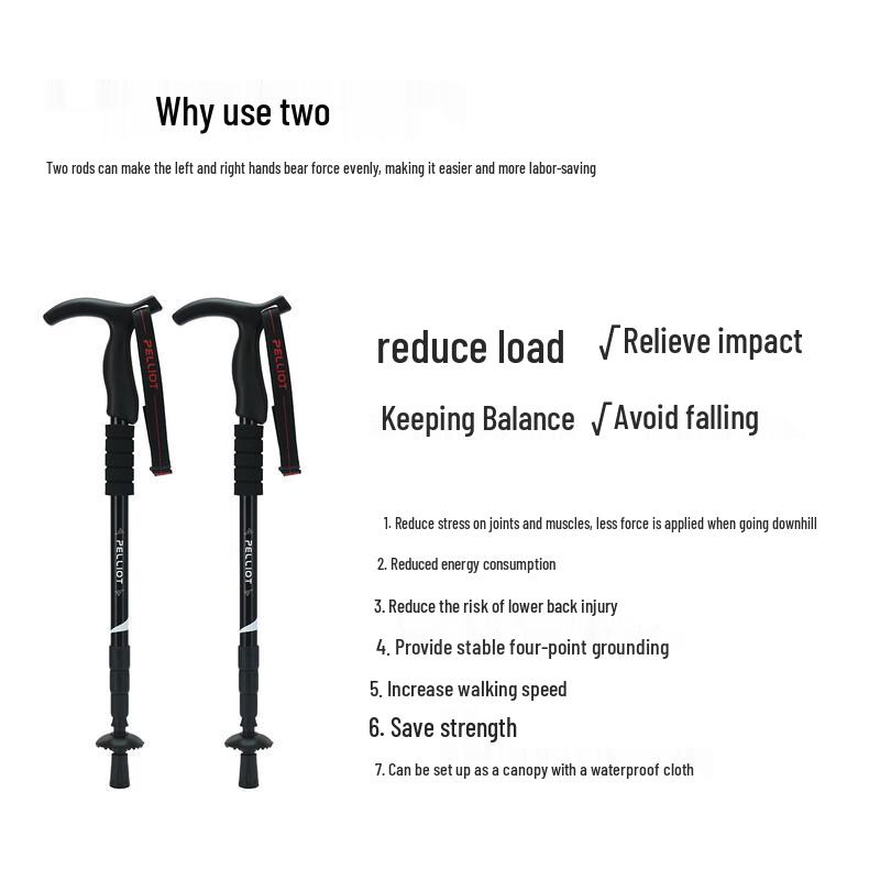 PELLIOT Складная треккинговая палка с Т-образной ручкой