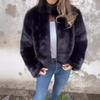 Autumn and Winter Women's Faux Fur High Neck Zipper Casual Top Jacket