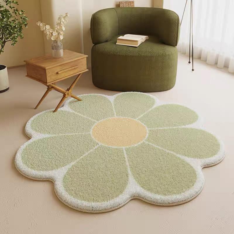 Nordic Imitation Cashmere Carpet Lovely Sun Flower Living Room Coffee Table Mat Special-Shaped Bedroom Bed Blanket