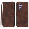For Samsung Galaxy A54 5G Wallet Case Line Imprinted PU Leather Phone Cover with Strap