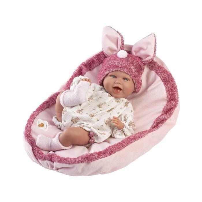 Poupée bébé nouveau-né - Mimi Sourires - 42 cm - Avec coussin - Unisexe - Sécurité enfants 36 mois+