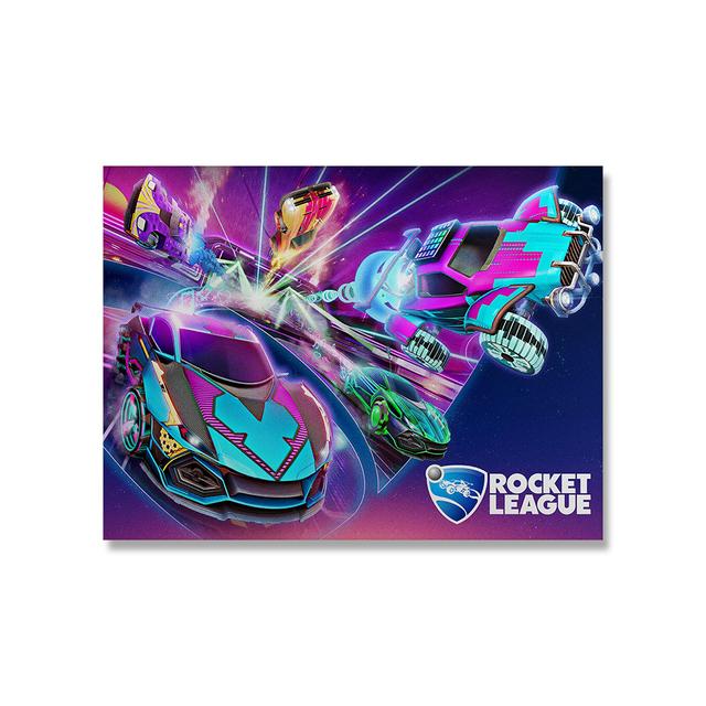 Ракетная Лига, игровой постер, декор для комнаты, видеоигры, неоновые автомобильные принты, настенное искусство, современная комната для мальчика, гостиная, домашний декор, холст, живопись