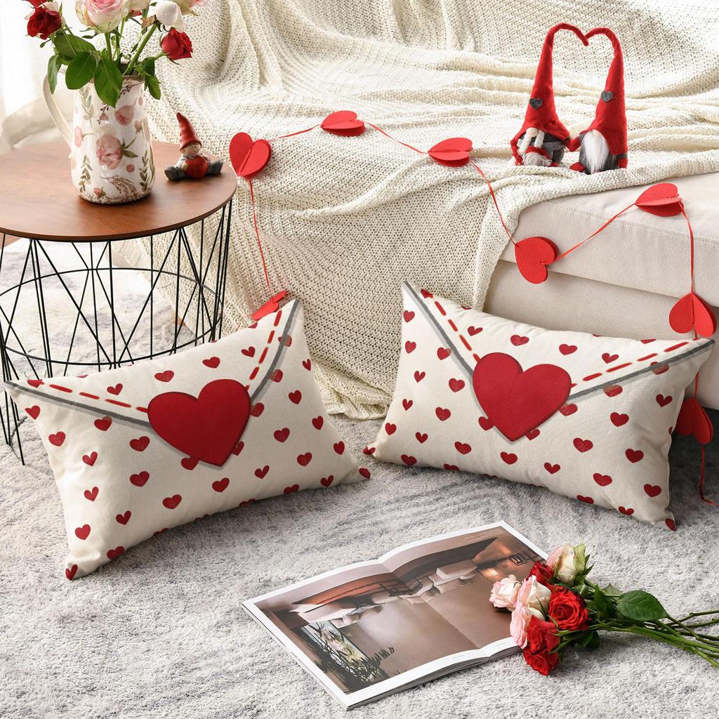 Valentine Day Envelope Couch Cushion Case 12 X 20 Inch Cushion Cover Anniversary Wedding Valentines Day for Living Room Bedroom