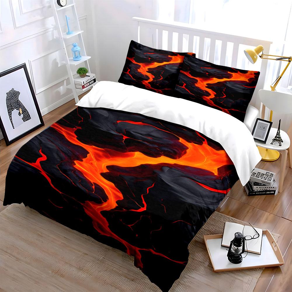 Fiery lava flow pattern. Bedding sets Duvet cover sets Duvet covers Pillowcases(1*Duvet Cover 2*Pillowcases without duvet insert)