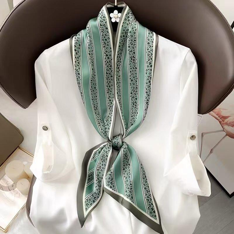 Длинный шейный платок, узкие ленты для волос, шарф, женские модные повязки на голову, шейные платки, напечатанная повязка на голову, симпатичные женские шарфы-сумки 14x145 см