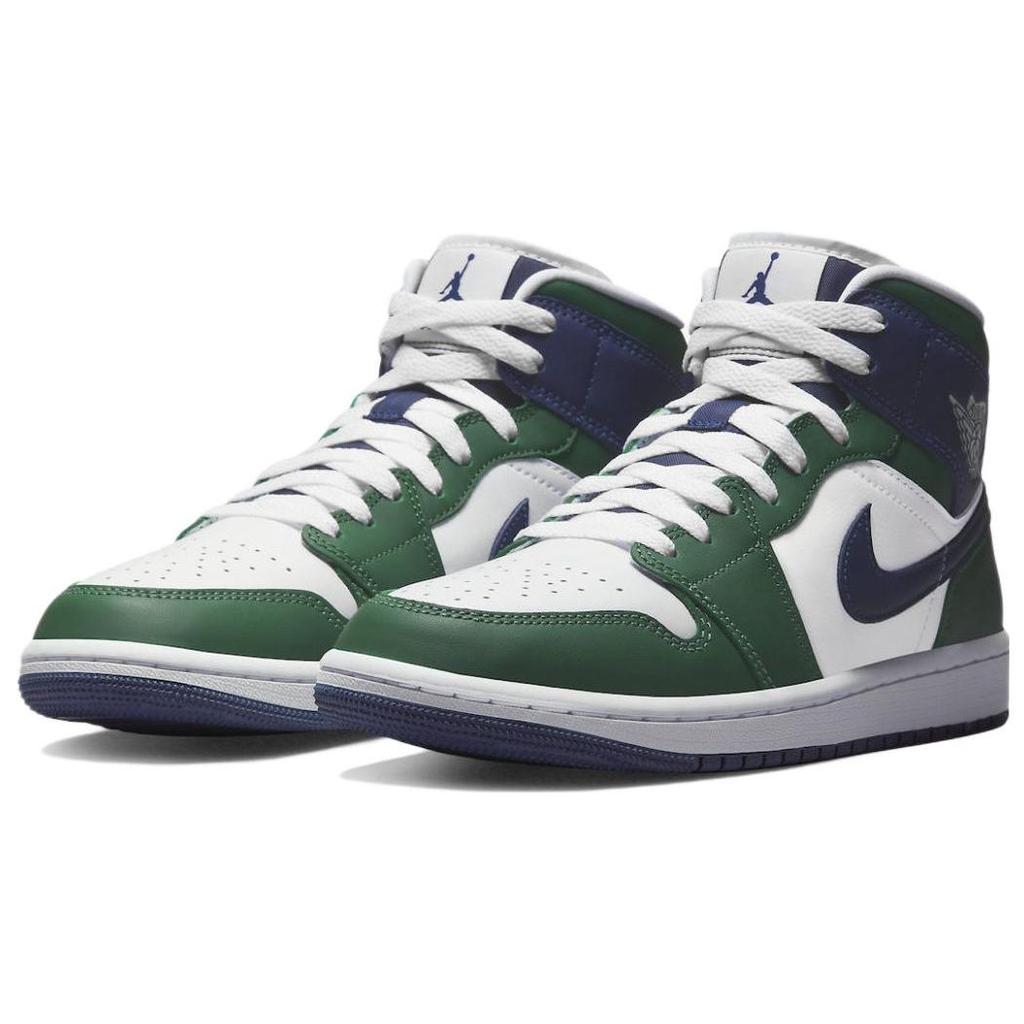 Air Jordan 1 Mid SE Noble Green Женские кроссовки White Midnight-Navy DZ5326-300