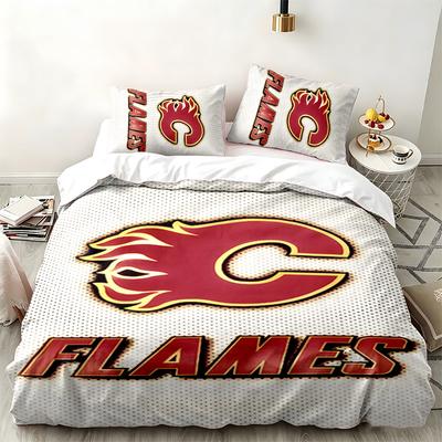 Набор из 3 предметов Calgary Flames Идеально подходит для спальни Удобный комплект постельного белья включает пододеяльник и две наволочки Идеальный подарок на день рождения или Рождество