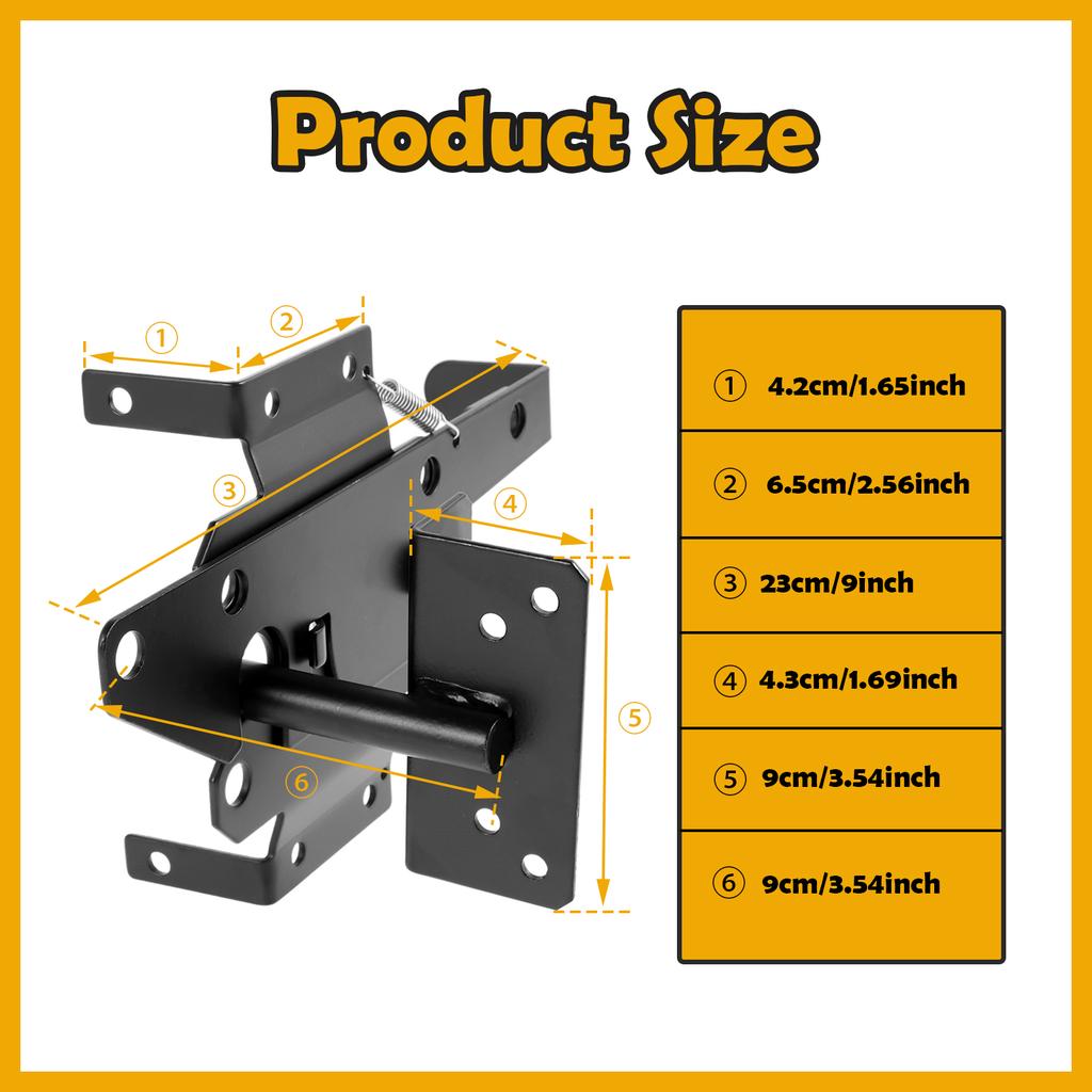 Universal Self-Locking Gate Latch Iron Rustproof Fence Gate Latch with Screws Practical Automatic Fence Latch for Yard Garden