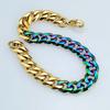 New 316L stainless steel gold and iridescence dual Hip hop bracelet anklet