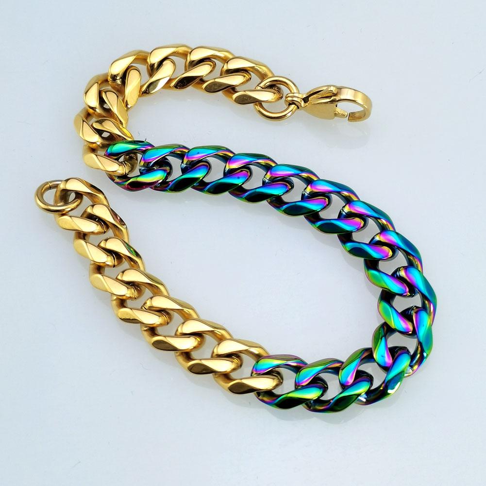 New 316L stainless steel gold and iridescence dual Hip hop bracelet anklet