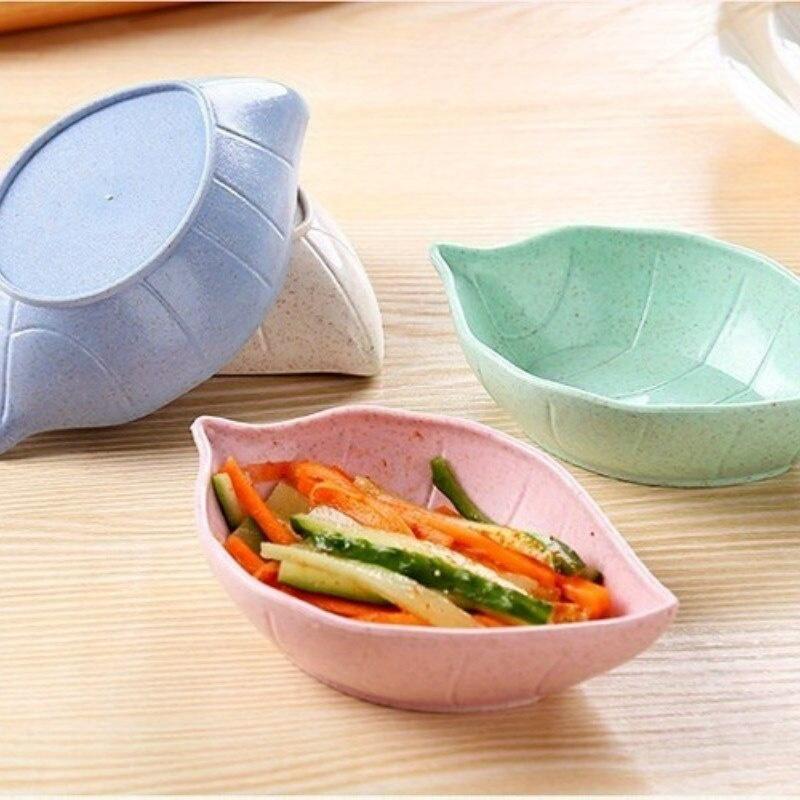 2Pcs Food Snack Dish Plastic Leaf Shaped Plate Food Dish
