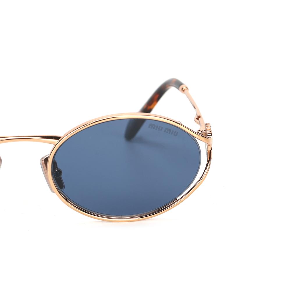 Miu Miu Logo Cutout Design Metal Oval Sunglasses Women sunglasses Rose-Gold SMU52YEZVFF01V1C054