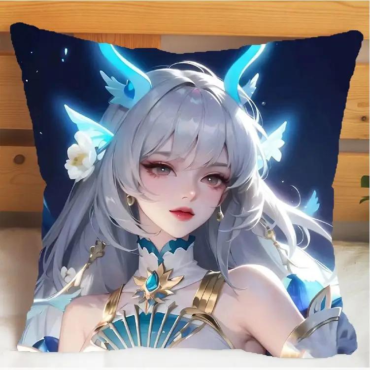 Arena of Valor Honor of Kings Xi Shi Подушка и наволочка Чехол для подушки-подушки Двусторонняя печать Плюшевые декоративные подушки 40x40см