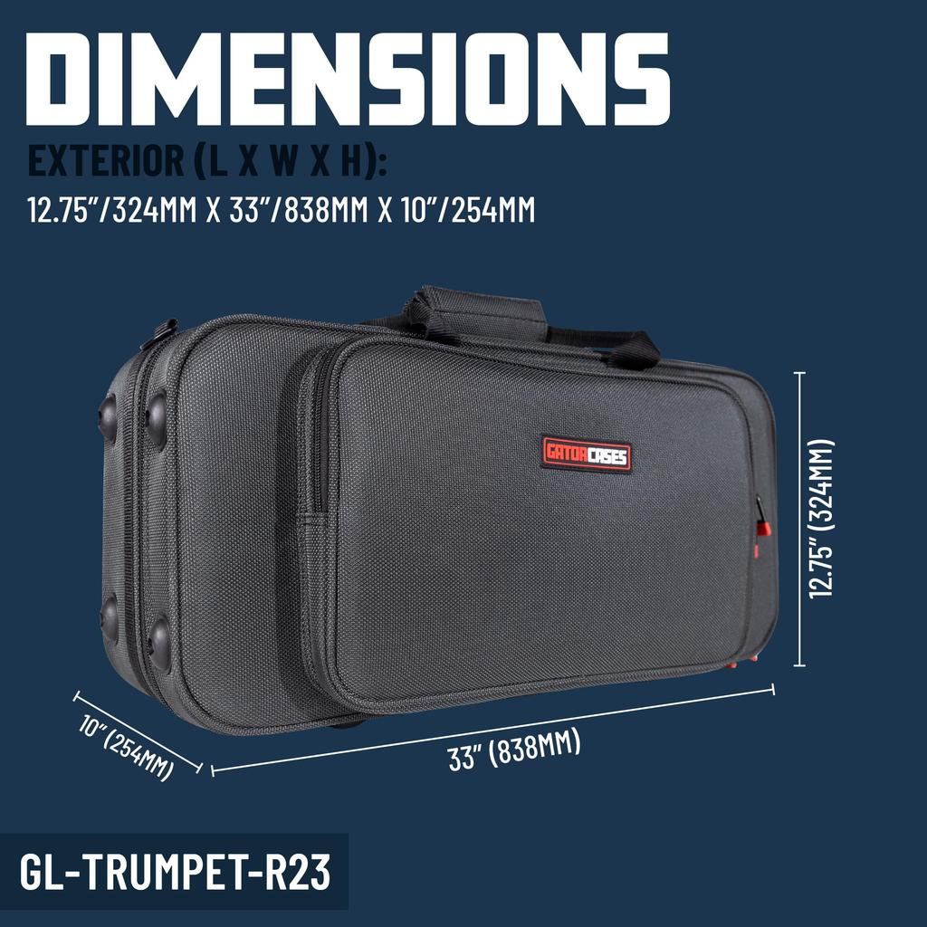GATOR Adagio Series Lightweight Semi-Hard Trumpet Case, Square, EPS (GL-TRUMPET-R23)