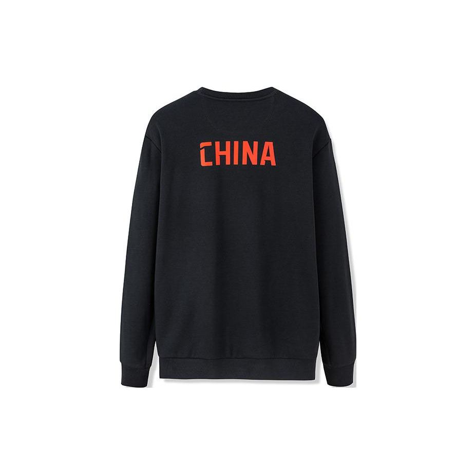 Anta Теплая толстовка с длинными рукавами и круглым вырезом с логотипом на флисовой подкладке, мужские топы, черные 152247748-3