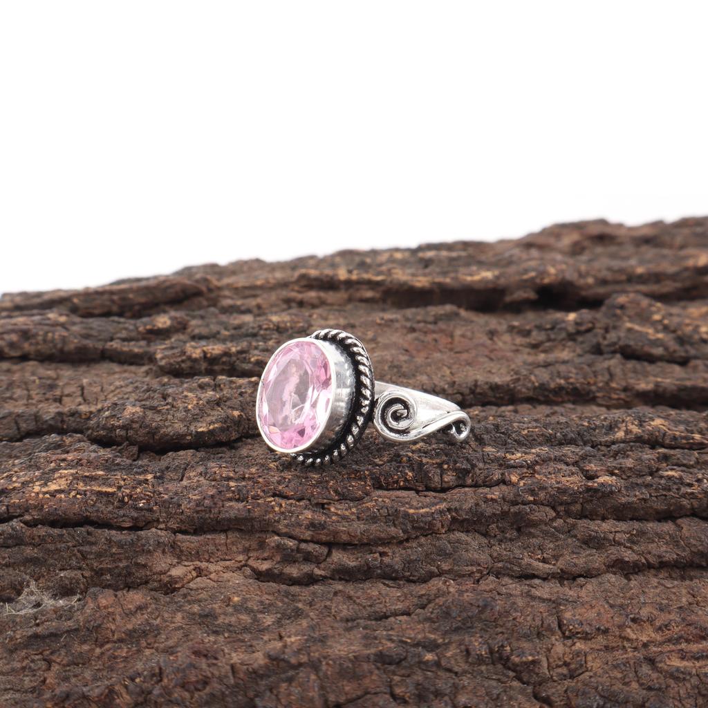 Кольцо с морганитом, Кольцо из цельного стерлингового серебра 925 пробы с драгоценным камнем ручной работы, Изящное украшение, Для подарка на помолвку