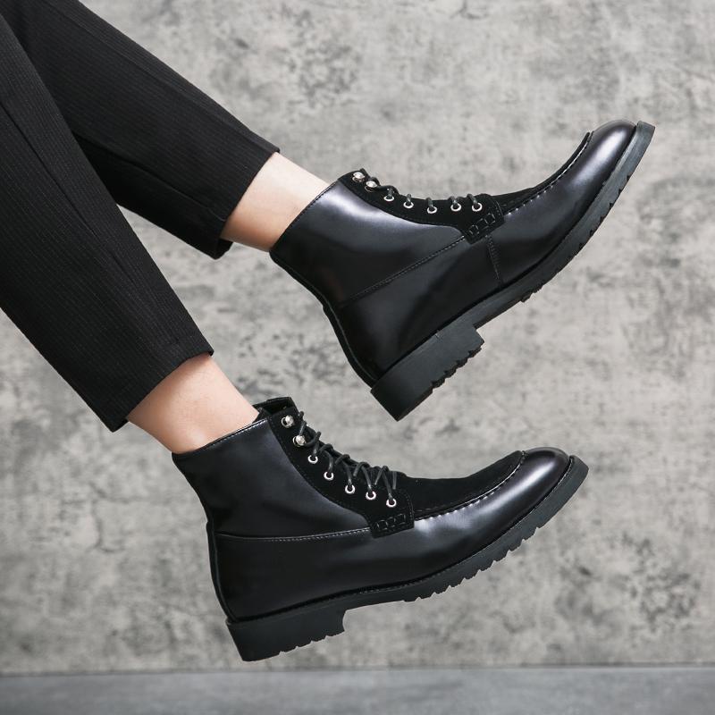 Мужские уличные ботинки на шнуровке, оксфорды, черные удобные ботильоны, мужская обувь, износостойкие, короткие, на шнуровке, мужские мотоциклетные ботинки