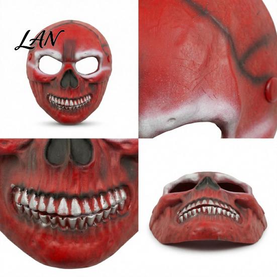 Elastic Halloween Face Mask Blood Skull Mask, Adjustable Strap Party Lightweight Spooky Headgear PU Foam Horror for Cosplay Decoration Full