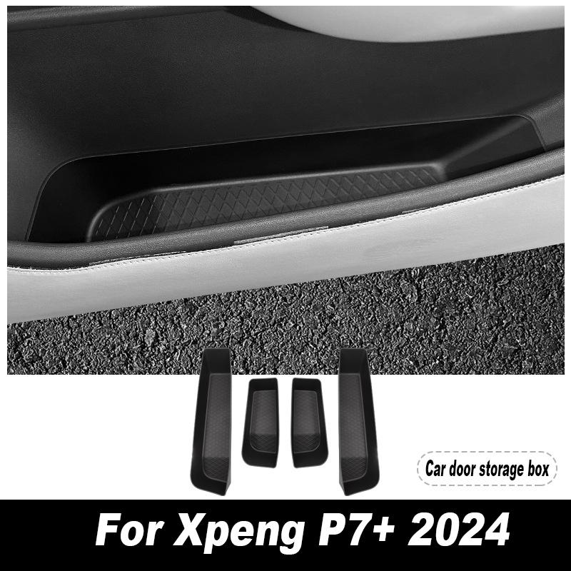 Car Central Storage Box for Xpeng P7+ 2025 Cup Holder Dashboard Tray Car Door Organizer Tidying Black Interior Accessories TPE