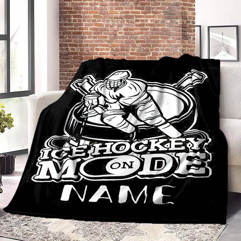 Ice Hockey Customize Your Name Blanket Used For Chair Office Sofa Bed Camping Soft And Warm Giving Friends And Relatives Birthday Graduation Gift