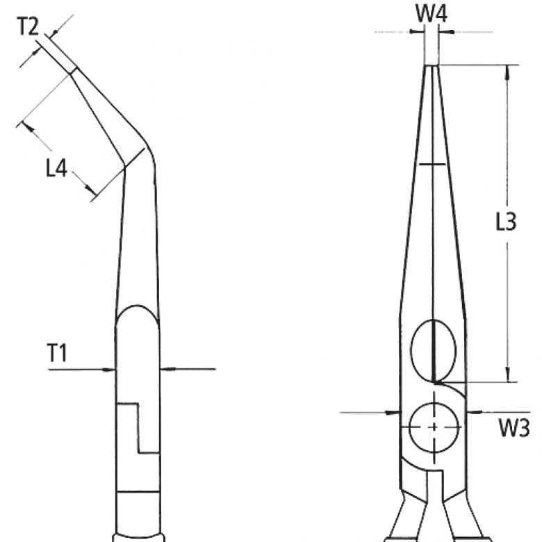 LONG NOSE CUTTING PLIERS 200MM - KN 26 22 200