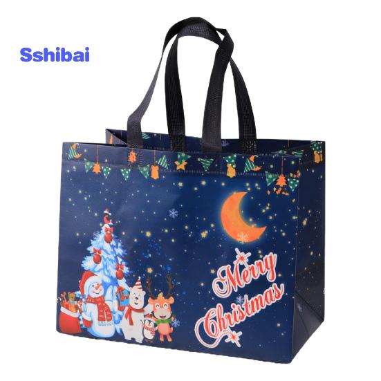 Рождественский подарочный пакет Санта-Клаус Снеговик Дизайн большой емкости с двойной ручкой из нетканого материала Подарочная упаковка для конфет