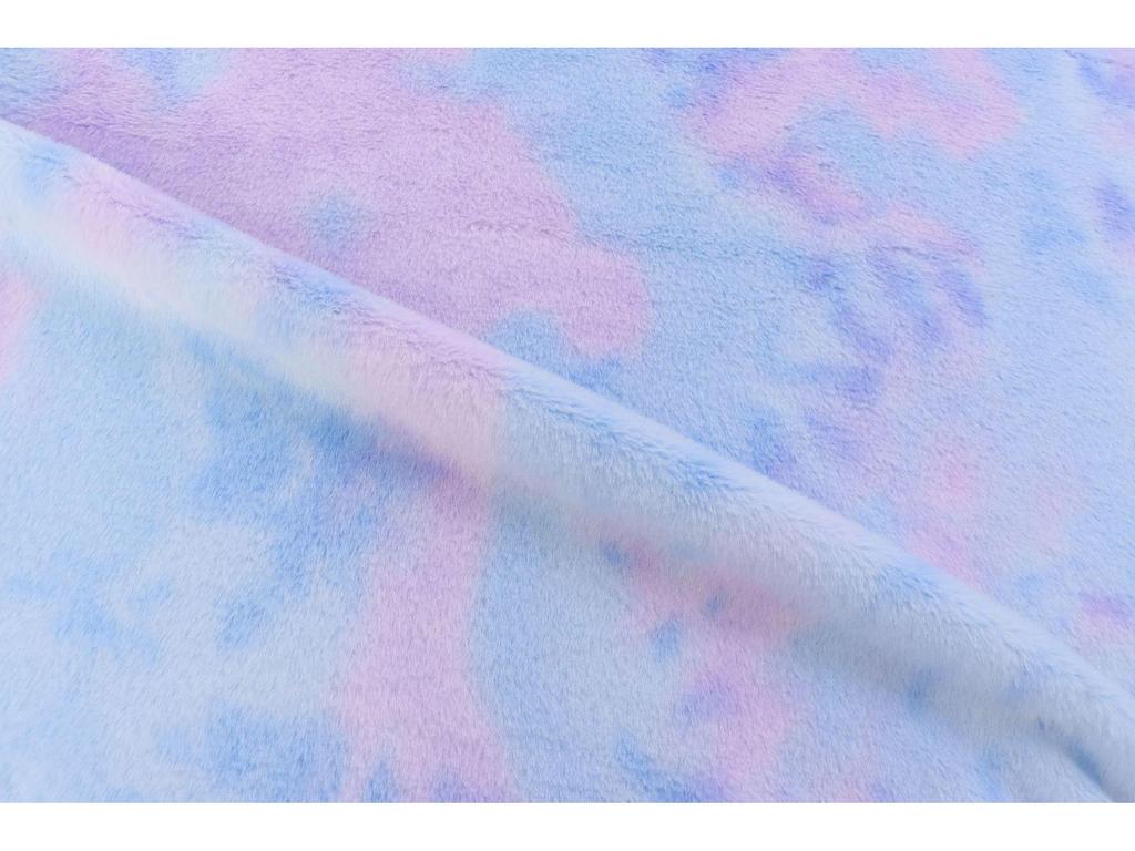 Ткань из бархата с радужным градиентом и имитацией кроличьей шерсти с фантазийными цветами