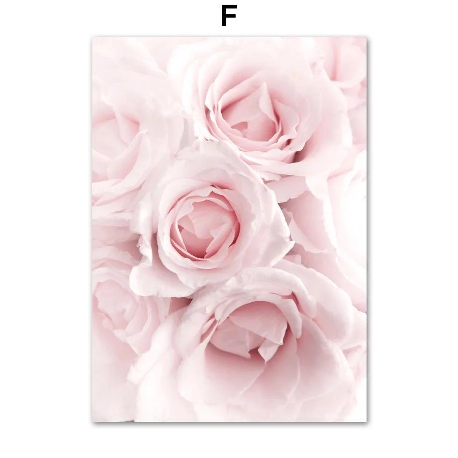 Wall  Canvas  Pink Sakura Rose Tulip Flower Landscape Nordic Posters And Prints Wall Pictures For Living Room Decor