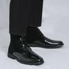 Модные кожаные ботинки с высоким голенищем Бренд Удобные и мягкие Мужские лоскутные ботильоны Деловые Повседневные Мужские кожаные ботинки