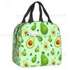 Cute Fruit Avocado Print Insulated Lunch Bag for Women Resuable Cooler Thermal Bento Box Kids School Children