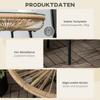 Boho-style garden table. PE rattan. Tempered glass. Weatherproof. 50cm x 50cm x 50cm. Beige