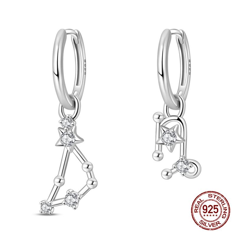 New Original 100% 925 Silver 12 Zodiac Signs Aries-Sagittarius Earrings Love Bow Ladies Earrings Anniversary Gift
