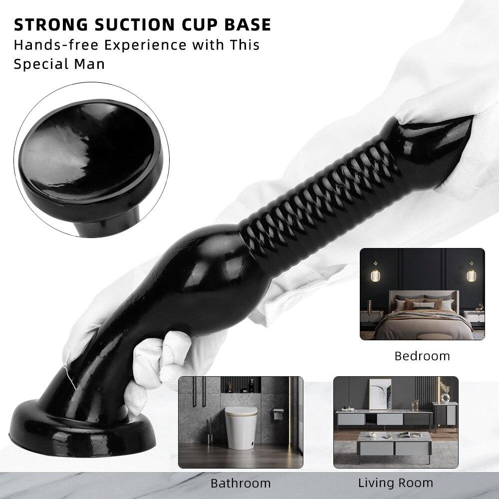 Супер толстая анальная пробка, носимые анальные полоски, анальный расширитель, секс-игрушка, большой фаллоимитатор, черный член из ПВХ, реалистичный ремешок для пениса на члене