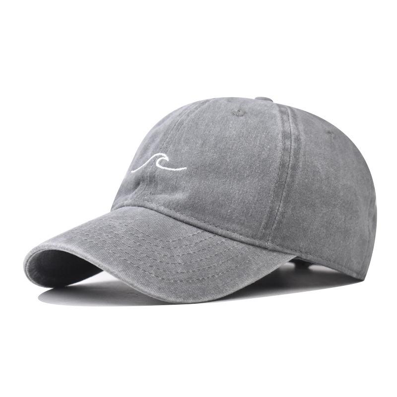 Style Street Urban Hop Hip Vintage Simple Hats For Women Men Snapback Caps Wave Ripple Embroidery Baseball Cap Solid Color Washed Cotton Dad