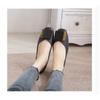 Flat Sole Single Shoes for Women with Small Leather Solid