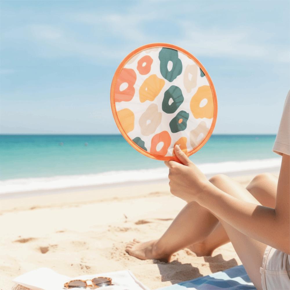 Japanese Style Portable Folding Fan Collapsible Flying Disc Fan Lightweight Cooling Fan Travel
