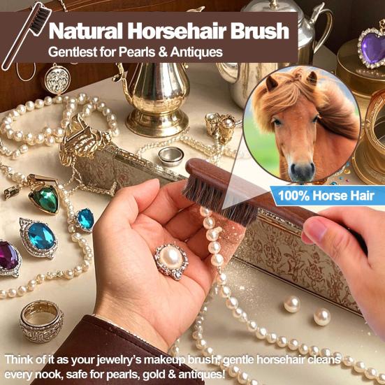 Набор для чистки ювелирных изделий 18 шт./набор Дизайн с удобным захватом Мягкие чистящие щетки Полировальная ткань Удаление пятен Набор для ухода за ювелирными изделиями