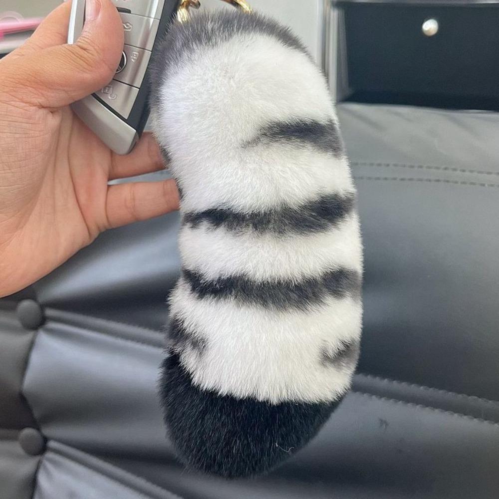 Stuffed Animal Tiger Tail Stuffed Keyring Love Plush Cat's Paw Pendant Jewelry Gift