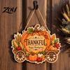Gift for Friends Family Thanksgiving Front Door Hanging Sign, Pumpkin Turkey Pattern Hanger, Autumn Farmhouse Style Porch Decor Harvest Wall Ornament