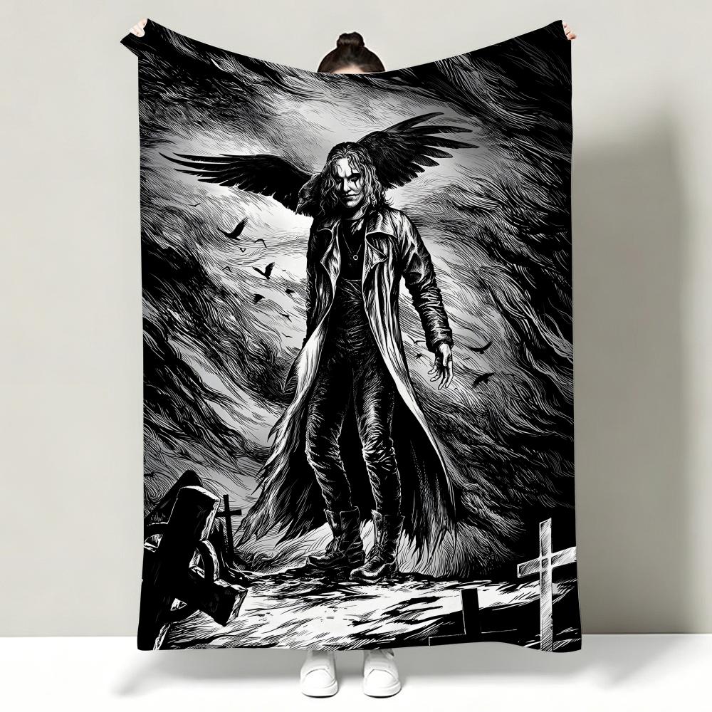 Movie TThe CCrow Throw Soft Warm Flannel Throw Blanket Multiuse for Sofa Bed Office Nap